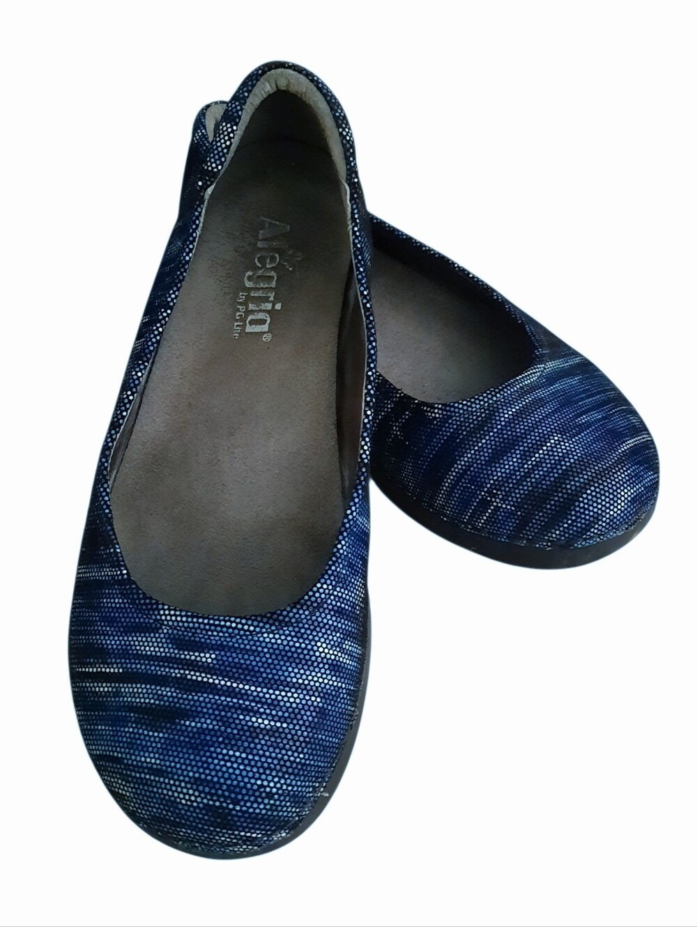 ALEGRIA Petal Thrones  Round Toe Leather  Pet-140 Ballet Flats Wavy Navy  Sz 7.5